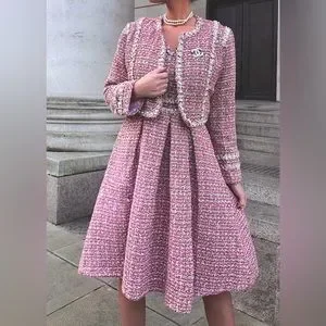 バースデーバッシュ　TWEED NO COLLAR JACKET DRESS TWEED NO COLLAR JACKET DRESS - BIRTHDAY BASH